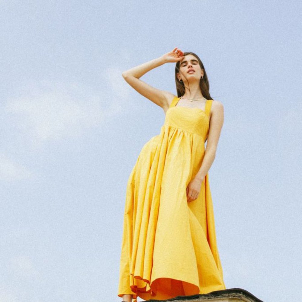 UO Over The Moon Yellow Maxi Dress